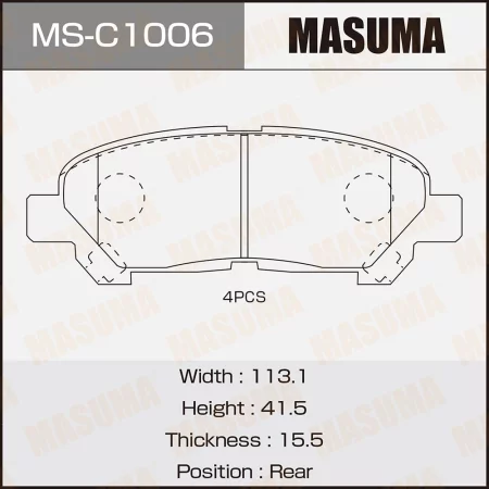 Колодки дисковые задние \ Toyota 04466-0E020 04466-48120 MASUMA
